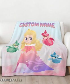 Hot Disney Chibi Aurora Sleeping Beauty Pastel-Colored Blanket Fleece Customized Blanket - Image 3