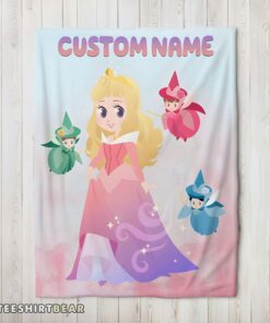 Hot Disney Chibi Aurora Sleeping Beauty Pastel-Colored Blanket Fleece Customized Blanket