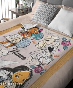 Hot Disney Chibi Moana Alice Tinker Bell Pocahontas  Blanket Fleece Customized Blanket - Image 4