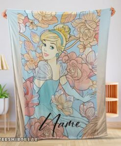 Hot Disney Cinderella Elegant Princess Bloom Blanket Fleece Customized Blanket