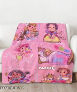 Hot Disney Cute Kids Princess Sketches Blanket Fleece Customized Blanket - Image 3