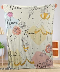 Hot Disney Elegant Princess Belle Pretty Blanket Fleece Customized Blanket