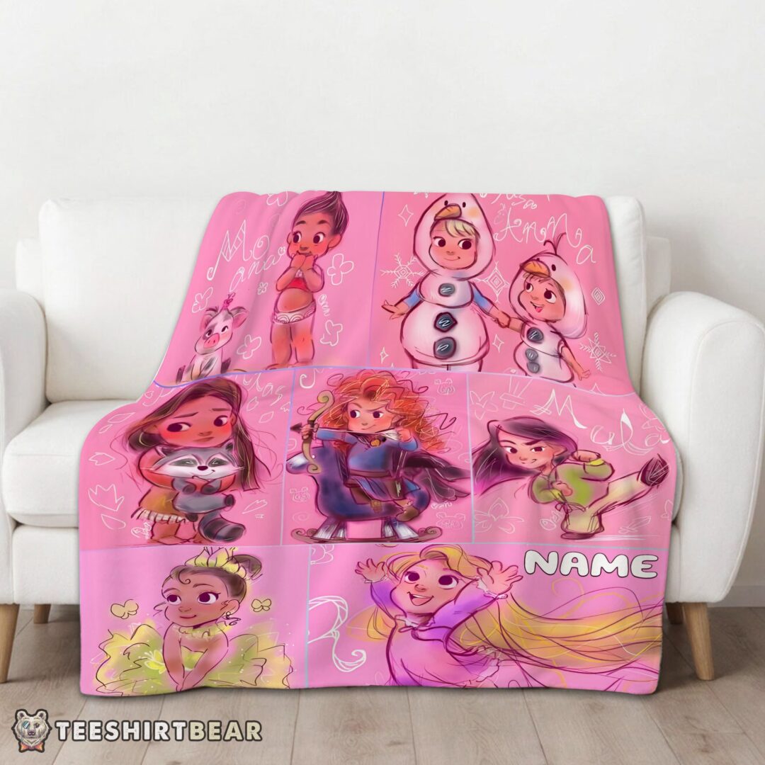 hot-disney-kids-princess-sketches-blanket-fleece-customized-blanket-mk-01 Hot Disney Kids Princess Sketches Blanket Fleece Customized Blanket - Image 3