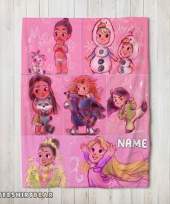 Hot Disney Kids Princess Sketches Blanket Fleece Customized Blanket