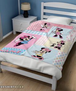 Hot Disney Minnie Mouse Patchwork Pattern Blanket Fleece Customized Blanket - Image 3