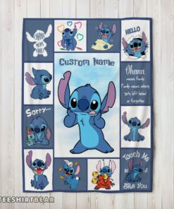 Hot Disney Playful Stitch Collage Blanket Fleece Customized Blanket
