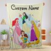 Hot Disney Princess Ariel Mulan Rapunzel Belle Princess Blanket Fleece Customized Blanket