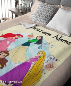 Hot Disney Princess Ariel Mulan Rapunzel Belle Princess Blanket Fleece Customized Blanket - Image 4