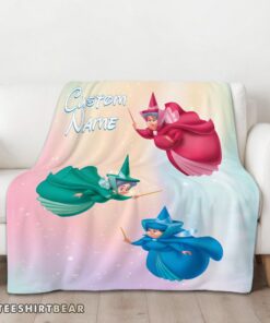 Hot Disney Sleeping Beauty Three Good Fairies Blanket Fleece Customized Blanket - Image 3
