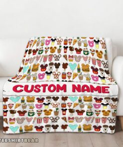 Hot Disney Snack Club Food Pattern Blanket Fleece Customized Blanket - Image 3