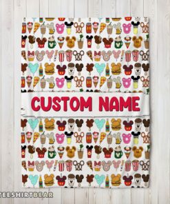 Hot Disney Snack Club Food Pattern Blanket Fleece Customized Blanket