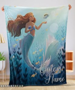 Hot Disney The Little Mermaid Ariel Princess Fleece Family Princess Customized Blanket