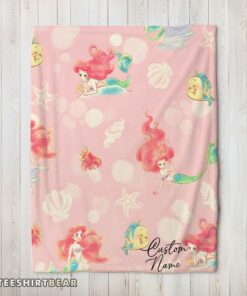Hot Disney The Little Mermaid & Flounder Delicate Watercolor Blanket Fleece Customized Blanket