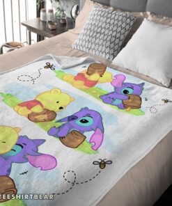 Hot Disney Winnie The Pooh And Stitch Fleece Blanket Customize Blanket - Image 4