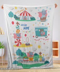 Hot Dumbo Personalized Minky Blanket Circus Elephant Nursery Blanket Fleece Customized Blanket