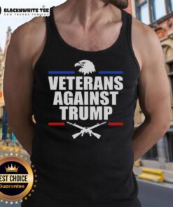 Alt Text: Hot Eagle Veterans Against Trump tank top featuring a bold eagle graphic and protest slogan for veterans.