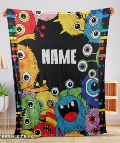 Hot Happy Monster Coloring Blanket Fleece Customized Blanket