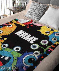 Hot Happy Monster Coloring Blanket Fleece Customized Blanket - Image 3