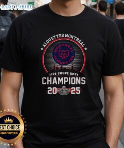 Alt Text: Hot Montreal Alouettes 112E Grey Cup Champions 2025 T-Shirt featuring Montreal city skyline design.