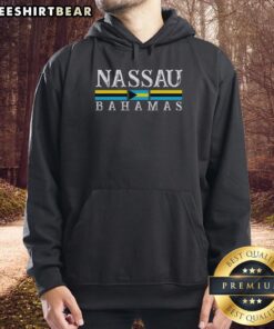 Alt Text: Vintage hoodie featuring the Nassau Bahamas flag, perfect souvenir for travel and vacation enthusiasts.