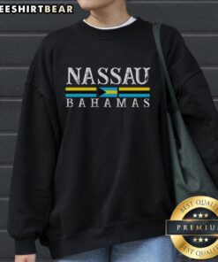 Vintage sweatshirt featuring the Nassau Bahamas flag, perfect souvenir for travel and vacation enthusiasts.