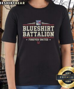 Hot New York Rangers Blueshirt Battalion Forever United ladies tee featuring team logo and stylish design.