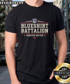 Hot New York Rangers Blueshirt Battalion Forever United T-Shirt showcasing vibrant team colors and logo, perfect for fans.