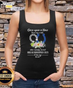 Alt Text: Hot tank top featuring a girl who loved horses and the Indianapolis Colts, perfect for Colts fans and horse lovers.