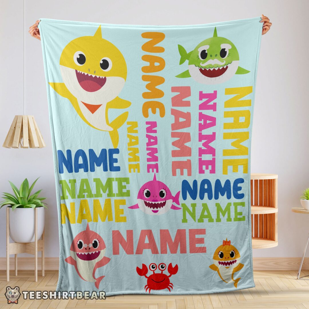 hot-personalized-baby-shark-blanket-fleece-customized-blanket-mk-01-1 Hot Personalized Baby Shark Blanket Fleece Customized Blanket