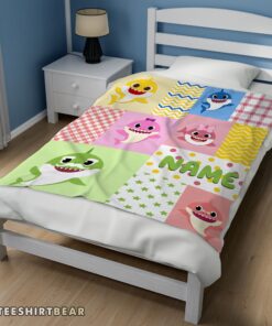 Hot Personalized Colorful Baby Shark Blanket Fleece Customized Blanket - Image 3