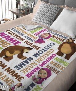 Hot Personalized Masha And The Bear Blanket Fleece Customized Blanket - Image 4