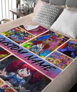 Hot Poppy Playtime Miss Poppy With Friends Horror Blanket Fleece Customized Blanket - Image 4