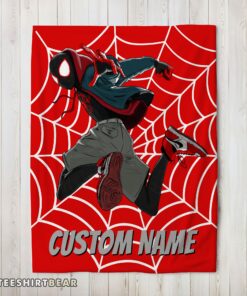 Hot Spider Man Into The Spider Verse Miles Morales Blanket Fleece Customized Blanket