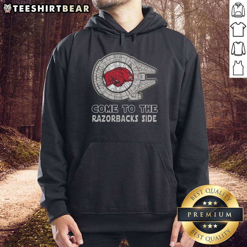hot-star-wars-come-to-the-arkansas-razorbacks-side-hoodie Hot Star Wars Arkansas Razorbacks side hoodie featuring vibrant graphics and cozy design for fans.
