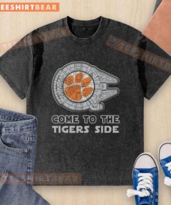 Hot Star Wars Come to the Clemson Tigers Side washed t-shirt featuring a vibrant design and comfortable fit for fans.