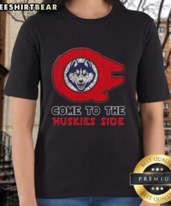 Connecticut Huskies ladies tee featuring a Hot Star Wars design, perfect for fans and stylish game day apparel.