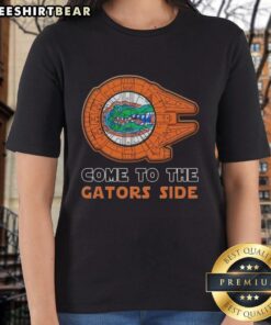 Hot Star Wars Come to the Florida Gators Side Ladies Tee featuring a stylish design perfect for fans and casual wear.