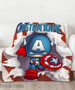 Hot Superhero Marvel Avenger Chibi Captain America Blanket Fleece Customized Blanket - Image 3