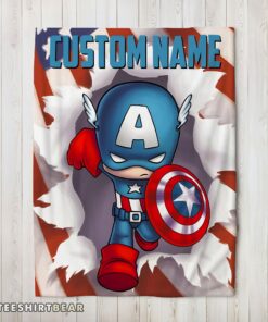 Hot Superhero Marvel Avenger Chibi Captain America Blanket Fleece Customized Blanket