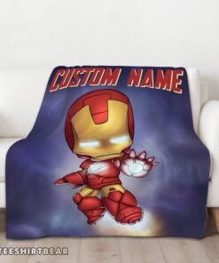 Hot Superhero Marvel Avenger Chibi Iron Man Blanket Fleece Customized Blanket - Image 3