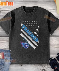 Alt Text: Hot Tennessee Titans football t-shirt featuring a teacher design and American flag print, perfect for fans.