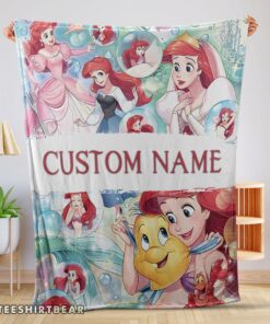Hot The Little Mermaid Blanket Ariel Princess Fleece Family Princess Customized Blanket