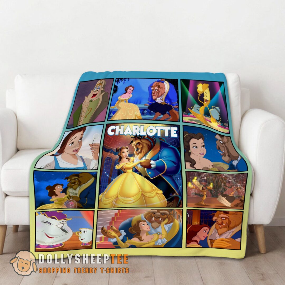 Hot Top Disney Beauty And The Beast Mystery To Love Collage Blanket Fleece Customized Blanket-mk-01 (1)