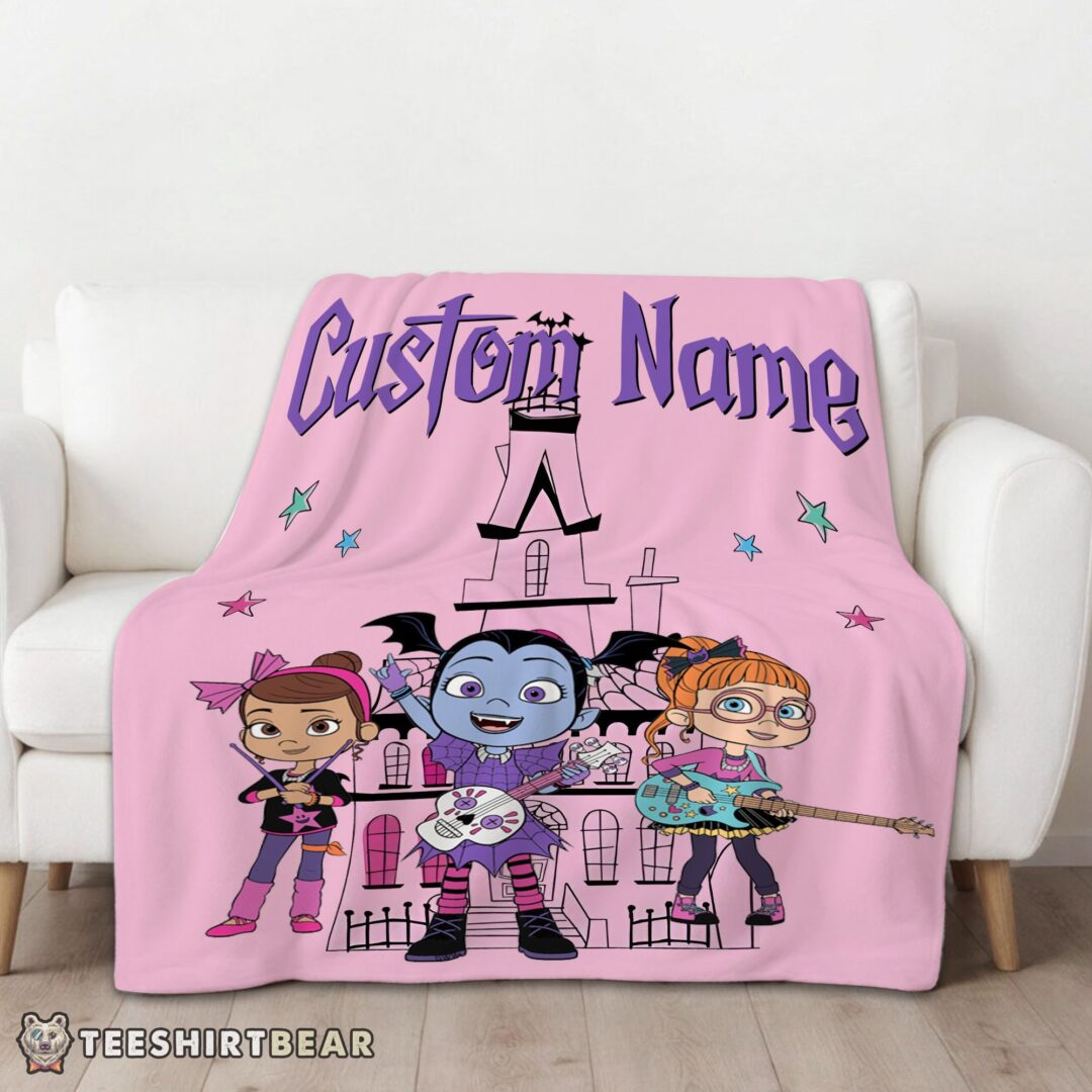 hot-vampirina-with-poppy-peepleson-bridget-drawing-blanket-fleece-customized-blanket-mk-01 Hot Vampirina With Poppy Peepleson & Bridget Drawing Blanket Fleece Customized Blanket - Image 3