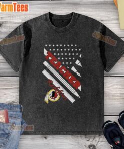 Hot Washington Redskins Football X Teacher American Flag Washed T-Shirt, perfect for fans and educators alike.