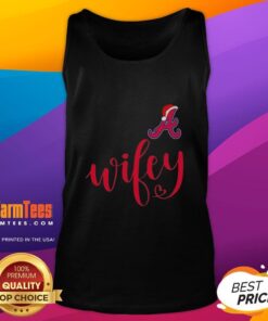 Hot Wifey Atlanta Braves Santa Hat Merry Christmas tank top displayed on a festive background, perfect for holiday cheer.