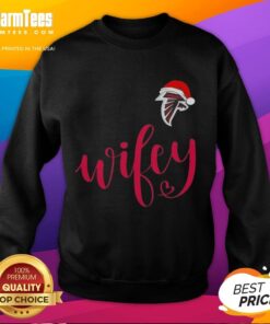 Hot Wifey Atlanta Falcons sweatshirt with Santa hat, perfect for a festive Merry Christmas celebration.