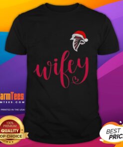 Hot Wifey Atlanta Falcons Santa Hat Merry Christmas T-Shirt featuring festive design for holiday cheer and team spirit.