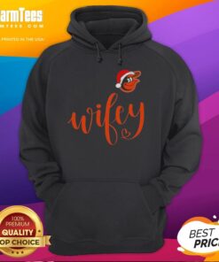 Hot Wifey Baltimore Orioles hoodie with Santa hat, perfect for a festive Merry Christmas look for baseball fans.