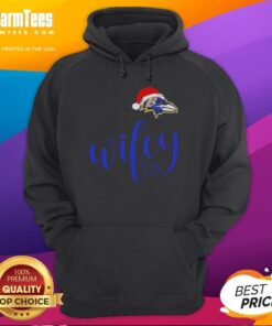 Hot Wifey Baltimore Ravens Santa Hat Merry Christmas Hoodie featuring festive design and team colors, perfect for holiday cheer.